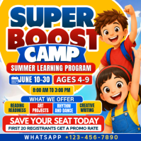 Super Boost Summer Camp Flyer Publicação no Instagram template