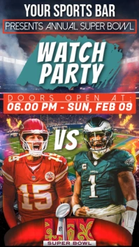 Super Bowl 2025 Watch Party Design Template - Chiefs VS Eagles เรื่องราวบน Instagram
