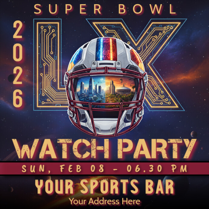 Super Bowl 2026 LX Watch Party Template | PosterMyWall