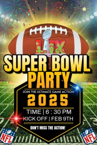 2025 Super bowl party Poster template