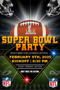 Black Super Bowl Party Poster Template