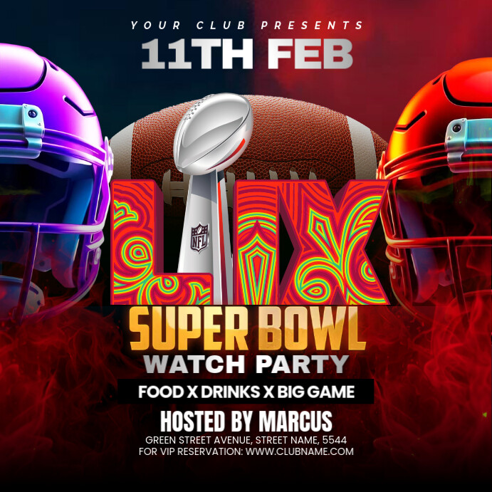 super bowl flyer Quadrado (1:1) template