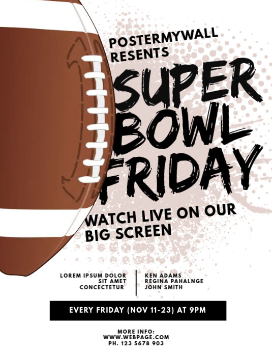 Super Bowl Football Flyer Live bar template PosterMyWall
