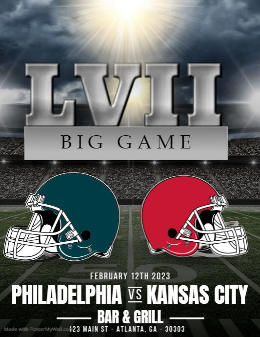 Super Bowl LVI Flyer EAGLES VS CHIEFS Template PosterMyWall
