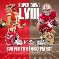 Super Bowl lviii chiefs vs 49ers, san francis Instagram Post template