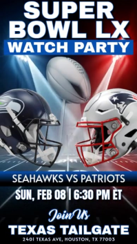 Черный Super Bowl Watch Party Reel Instagram Template