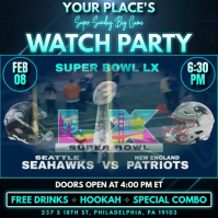 Turquoise Super Bowl Watch Party Сообщение Instagram Template