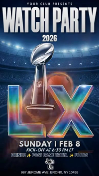 Super Bowl LX 2026 : Watch Party NFL Final Instagram Story Template