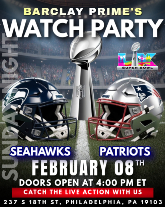 Plantilla de Super Bowl Lx Watch Party : Seahawks Vs Patriots Watch ...