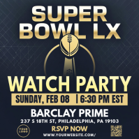Черный Super Bowl Watch Party Message Instagram Template