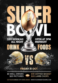 Black Super Bowl Event A4 Template
