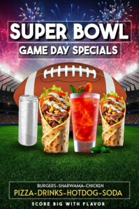 Green Super Bowl Game Day Specials Poster Template