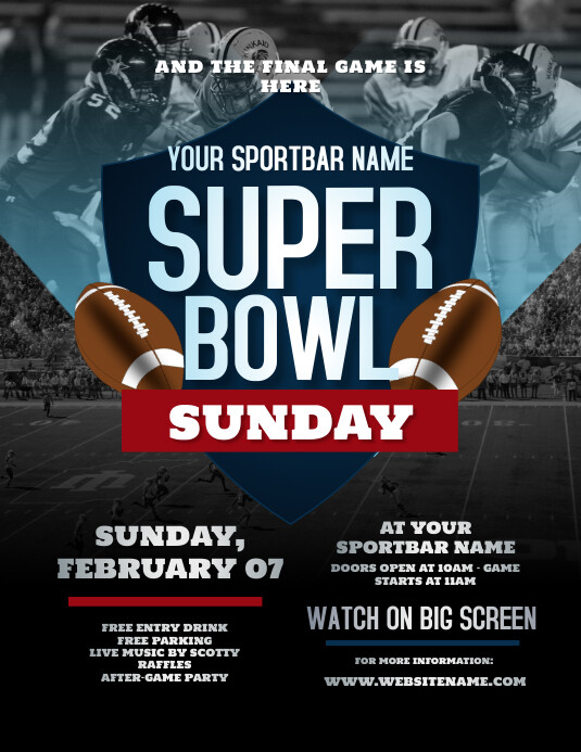 Super Bowl Sunday Flyer Template PosterMyWall