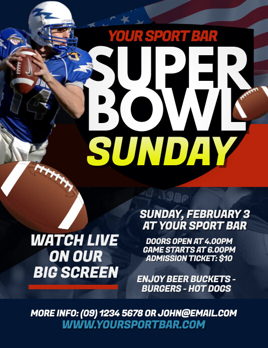 Super Bowl Sunday Flyer Template PosterMyWall