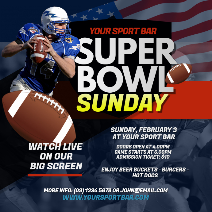 Super Bowl Sunday Instagram Post Iphosti le-Instagram template