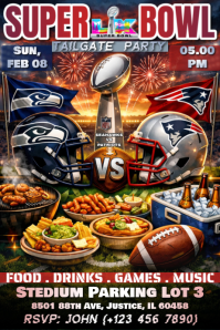 Super Bowl Tailgate Party Poster template