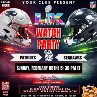 Super Bowl Watch Party: Seahawks Vs Patriots Instagram Post Video Instagram-opslag template
