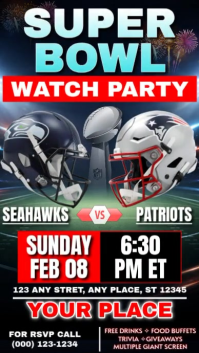 黑色 Super Bowl Watch Party Instagram Story Template