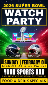 Super Bowl Watch Party Instagram Story Video template