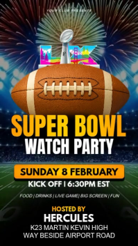 Super bowl watch party invite flyer Instagram Story template