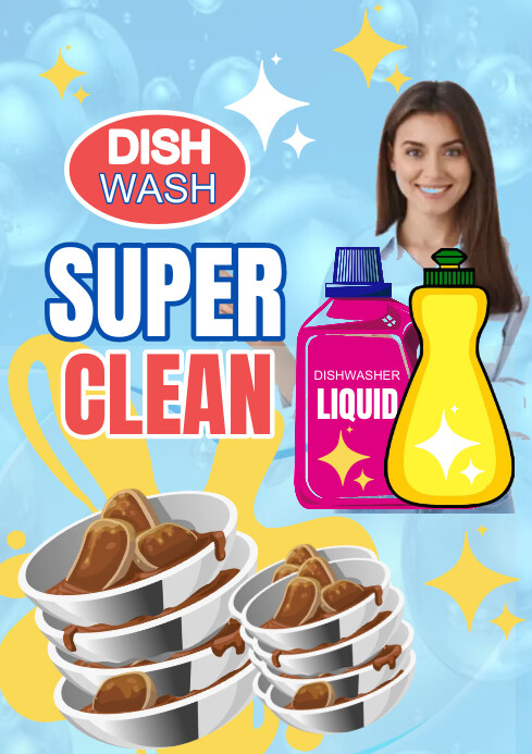 Copy of Super clean dish washer A4 template | PosterMyWall