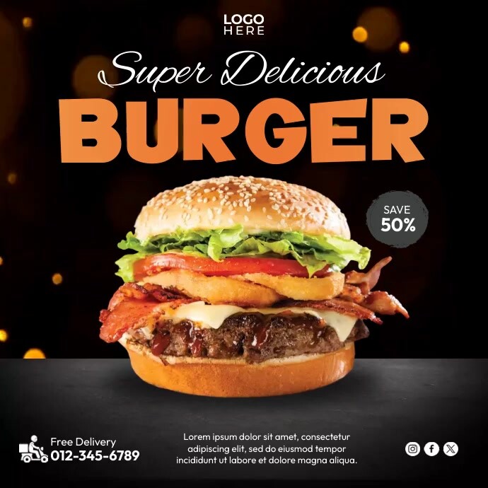 Plantilla de Super Delicious Burger | PosterMyWall