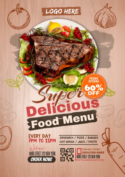 Super Delicious Food Menu Ads Template | PosterMyWall