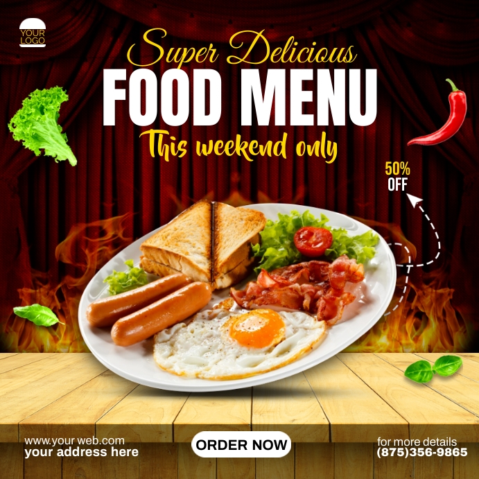 Super Delicious Food Menu Template | PosterMyWall