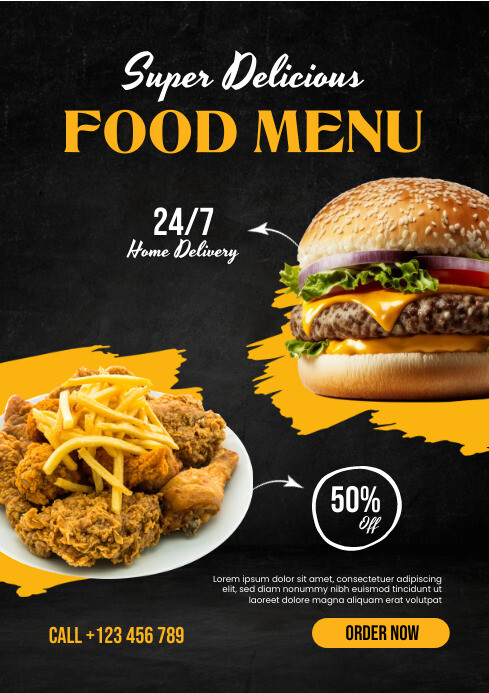 Copy of Super Delicious Food Menu Poster Template | PosterMyWall