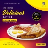 Super delicious menu Instagram-Beitrag template
