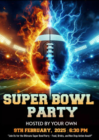 Zwart Super Bowl Party A4 Template
