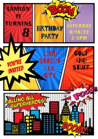 SUPER HERO BIRTHDAY INVITATION A6 template