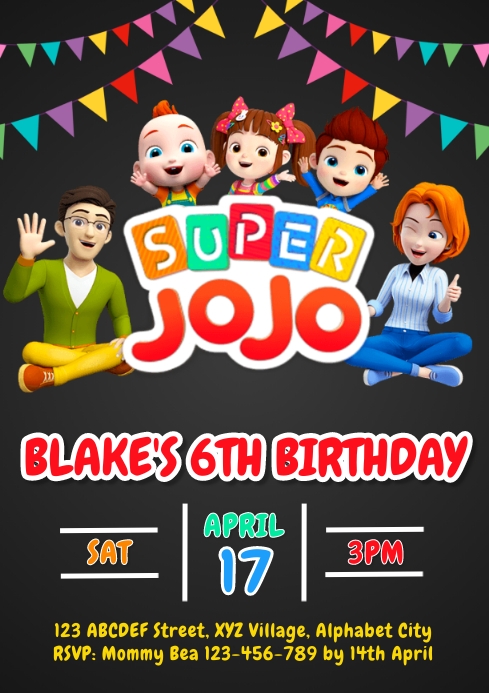 Super Jojo Birthday Invitation Template | PosterMyWall