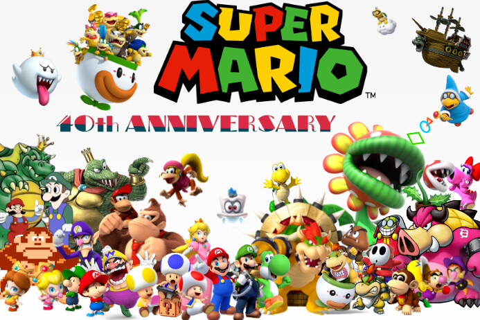 Super Mario 40 Jubilaumsfeier Thema Nes Prospekts Vorlage