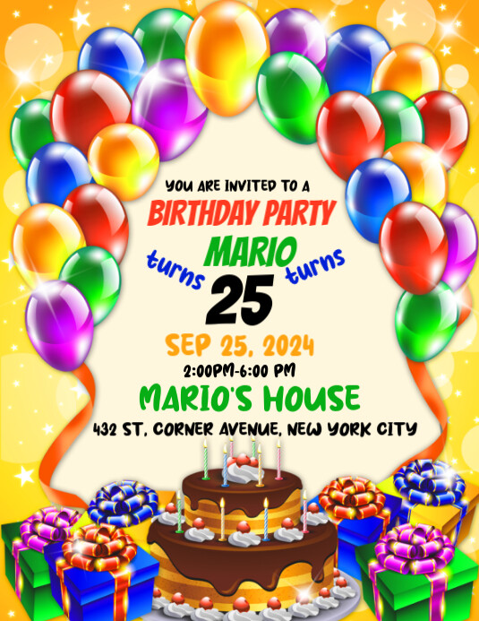 Copy of Super Mario Birthday Design Invitation | PosterMyWall