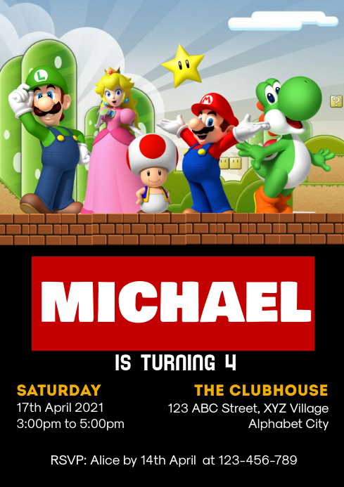 Modele Invitation D Anniversaire Super Mario Postermywall Modele Invitation D Anniversaire Super Mario Postermywall