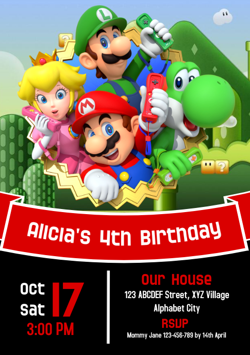 Modele Super Mario Birthday Invitation Postermywall Modele Super Mario Birthday Invitation Postermywall