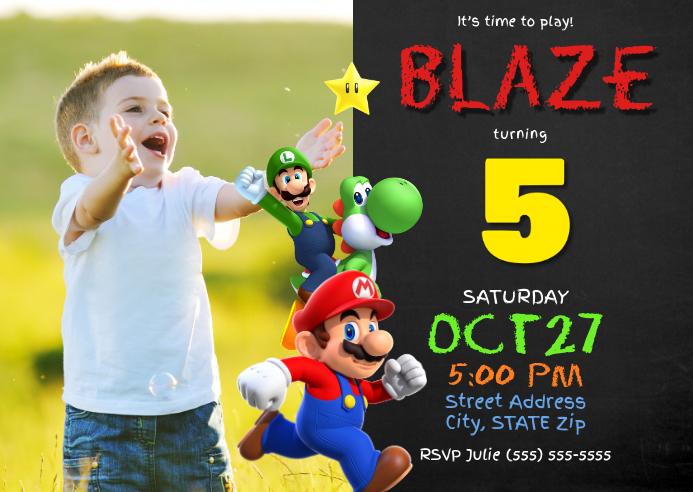 Super Mario Geburtstag Einladungsprospekt Vorlage Postermywall