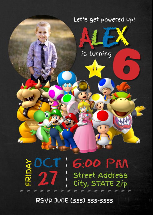 Super Mario Geburtstag Einladungsprospekt Vorlage Postermywall