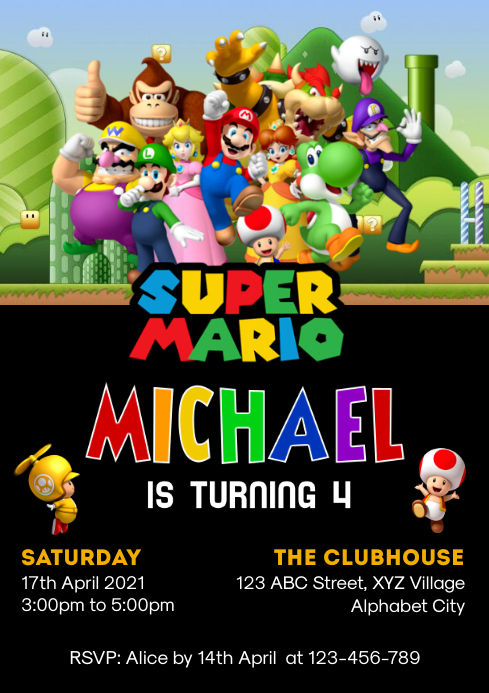 Modele Super Mario Birthday Invitation Postermywall Modele Super Mario Birthday Invitation Postermywall