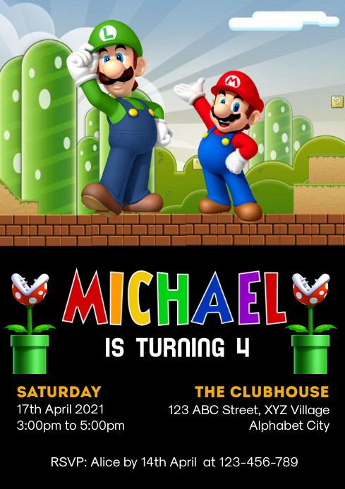 Modele Invitation D Anniversaire Super Mario Postermywall Modele Invitation D Anniversaire Super Mario Postermywall