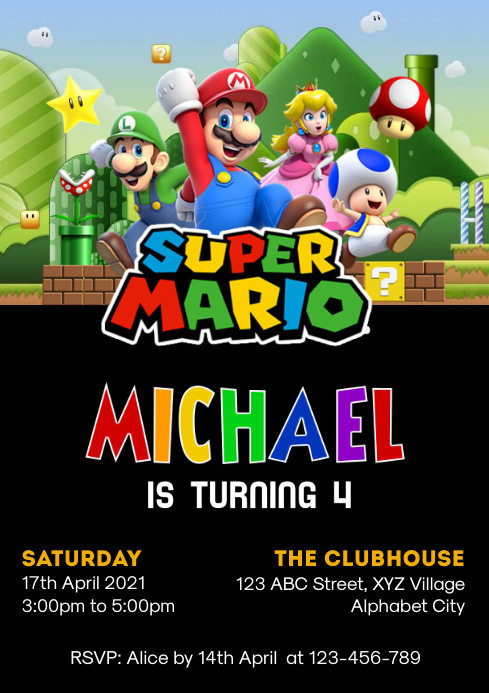 Modele Invitation D Anniversaire Super Mario Postermywall Modele Invitation D Anniversaire Super Mario Postermywall