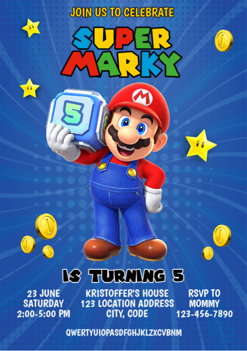 Temp Mario Super Mario Jamboree Birthday Invitation Template A4 | PosterMyWall