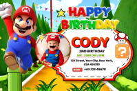 Super Mario Party BIrthday Tarpaulin แบนเนอร์ 4' × 6' template