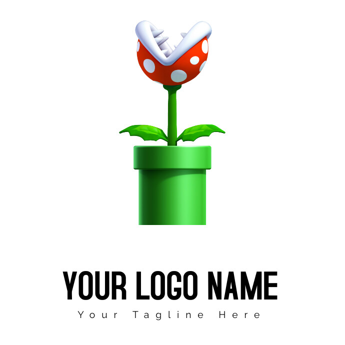 Super Mario Plant Pot Illustration Logo template