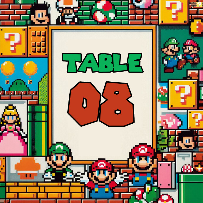Super Mario Table number Instagram Post template
