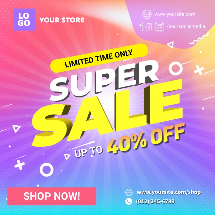 Slaes Posts Examples Copy of Super Sale Social Media Post Template | PosterMyWall