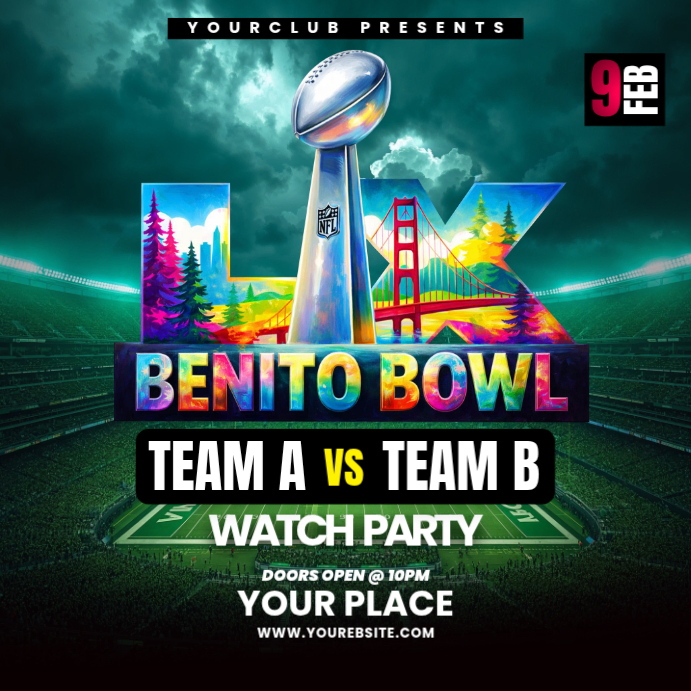 Superbowl 2026 Party Flyer Template | PosterMyWall