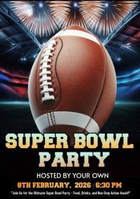Superbowl 60 watch party invitation template A4