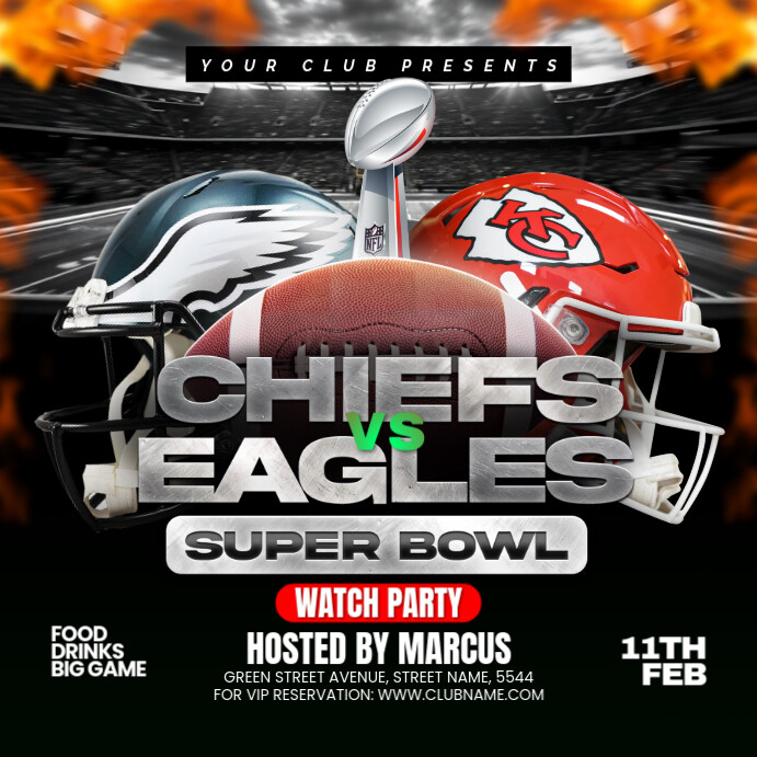 Superbowl Party Flyer Template PosterMyWall